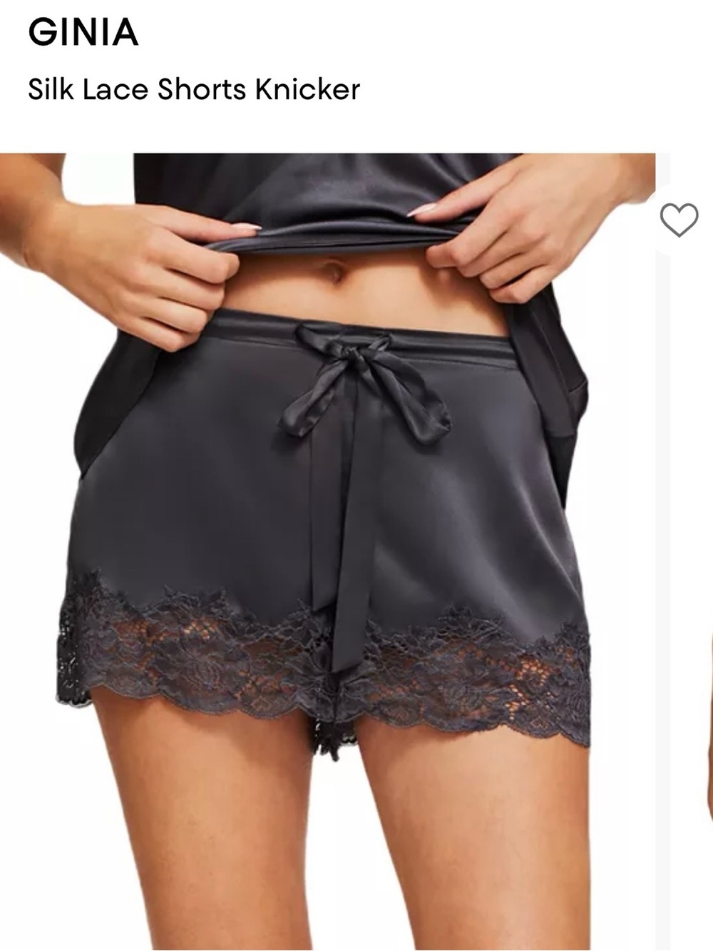 NWT GINIA Lace Silk Shorts US 12 AUS XXL Black India Ink